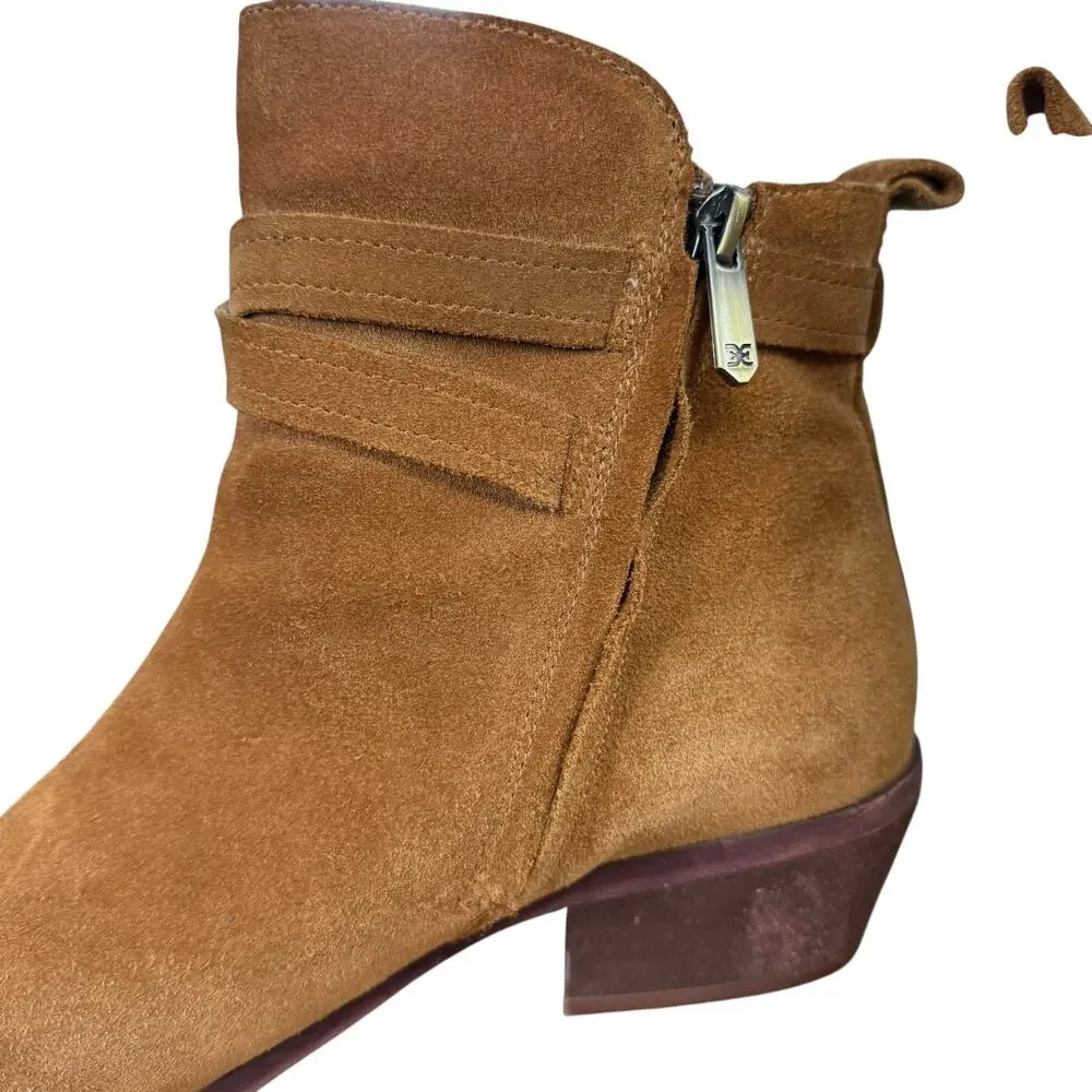 Sam Edelman Polina Suede Leather Chunky Block Heel Ankle Boots Booties Shoes 11